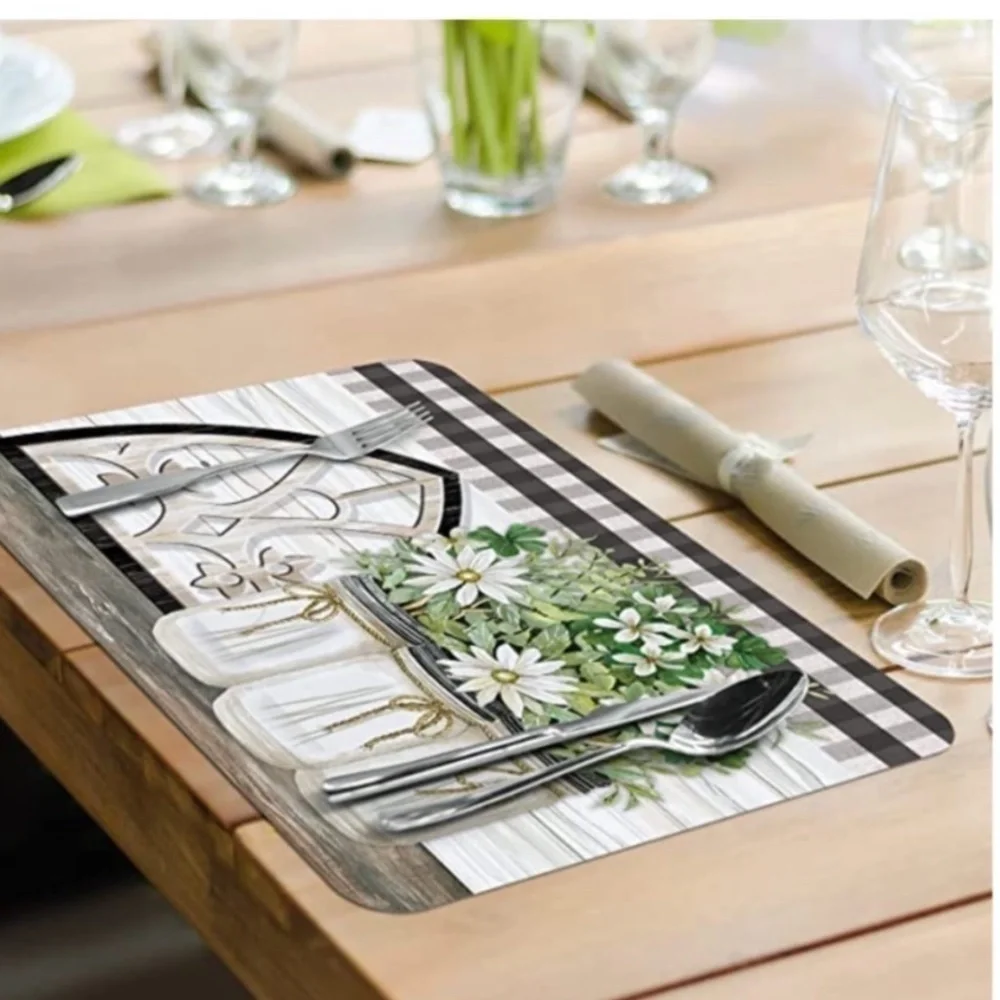 CounterArt Vintage Farmhouse Placemats Reversible Rectangular Placemat S…